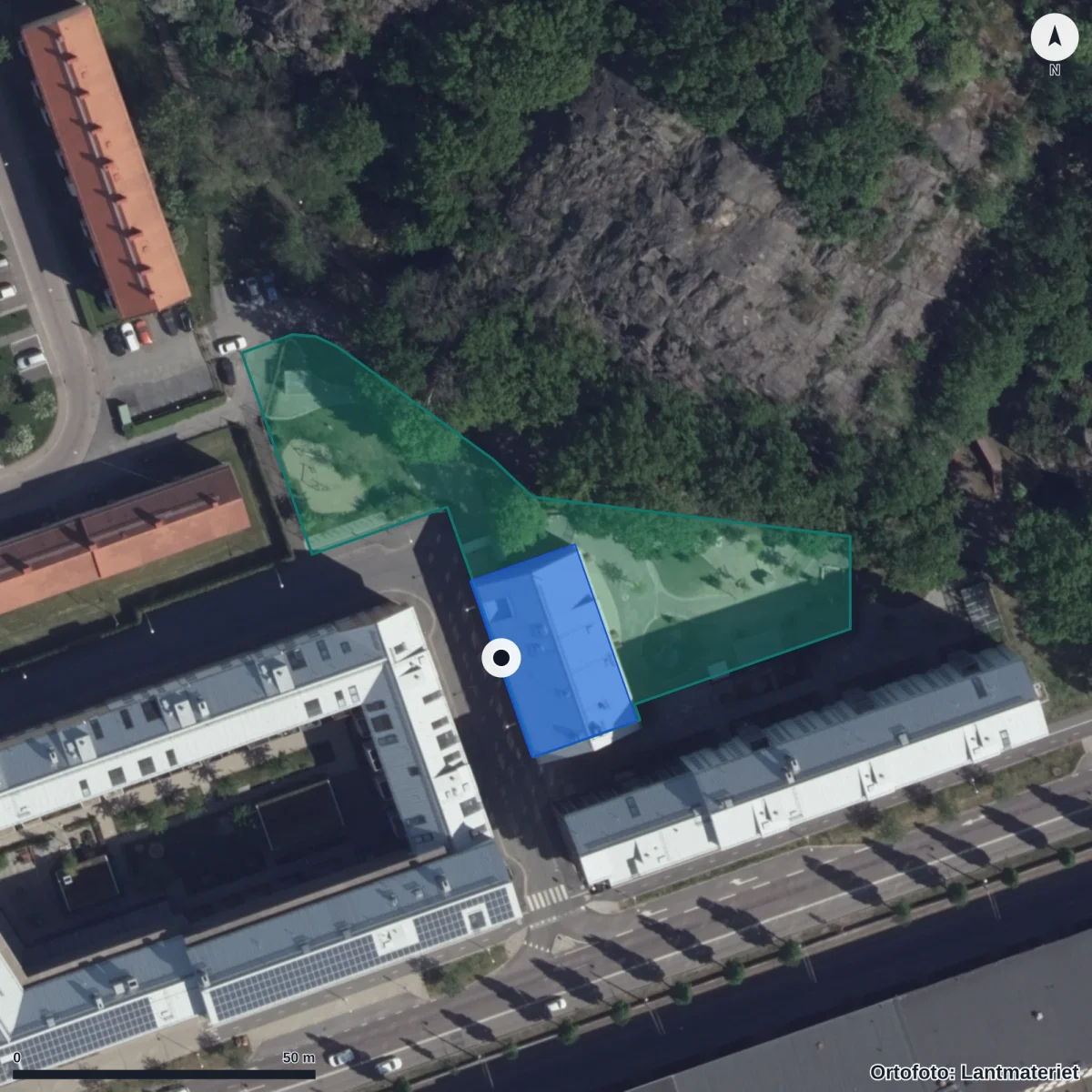 Flygbild över Bunkebergsgatan 10 Förskola, ortofoto från Lantmäteriet
