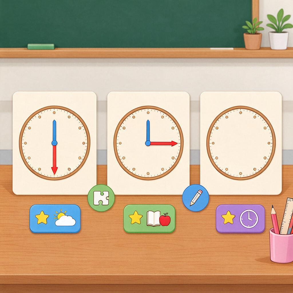 Matematik - Klokken - hele og halve timer, indskoling