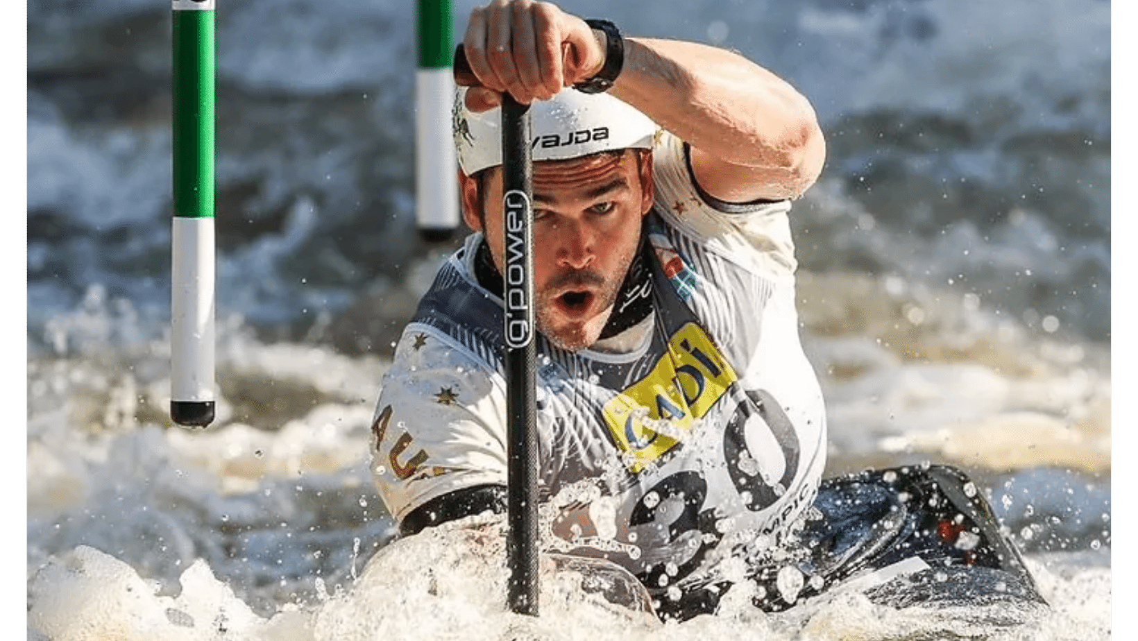 An athlete canoeing