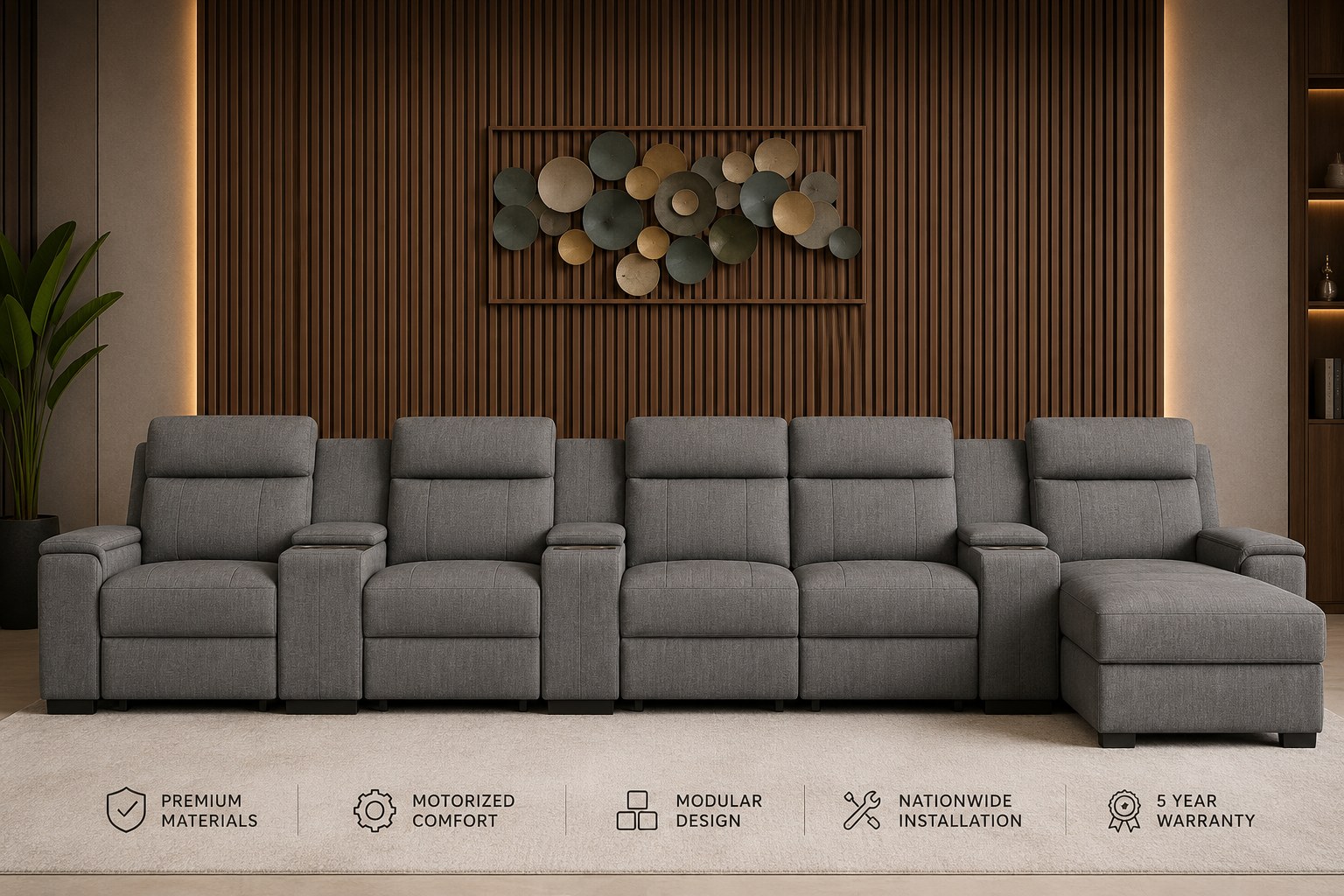 L Shape 4 Seater Power Luxury Recliner sofa with Lounger — Sky Recliners