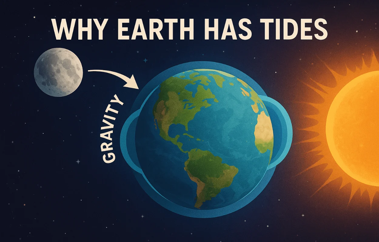 Diagram showing how tides are created by the Moon and Sun