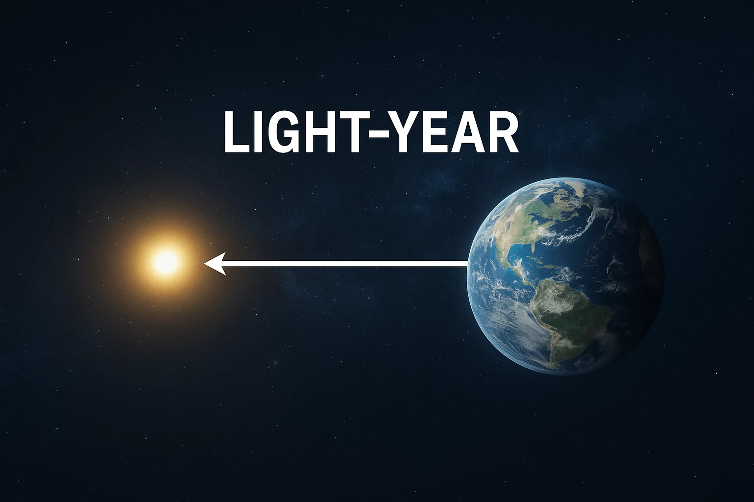 Visualization of how far light travels in one year