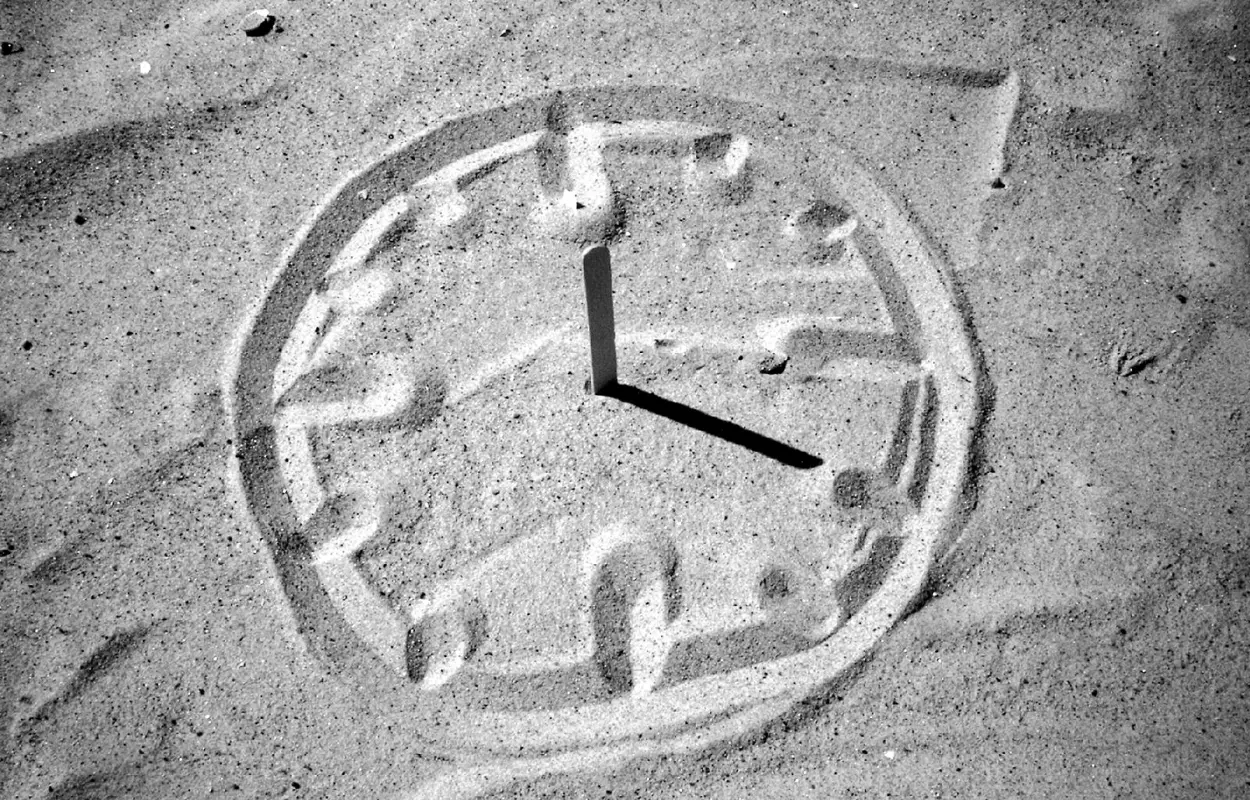 Photograph of a traditional sundial with a visible gnomon