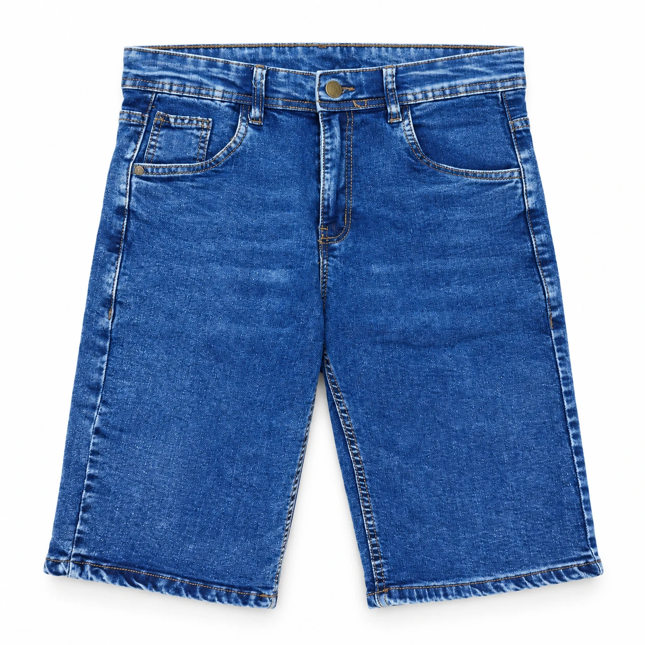 Men's denim Bermuda shorts in medium washed blue