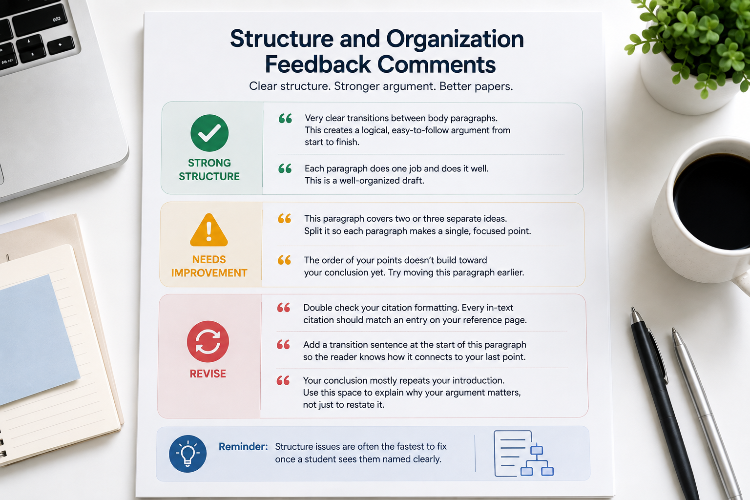 Structure and Organization Feedback Comments