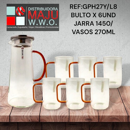 Gph27Y/L8-Jarra Boreal Nacar Con Pocillos Y Bandej