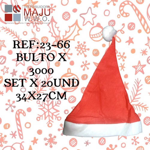 Gorro De Navidad Clasico Niños Bolsa X20Pcs