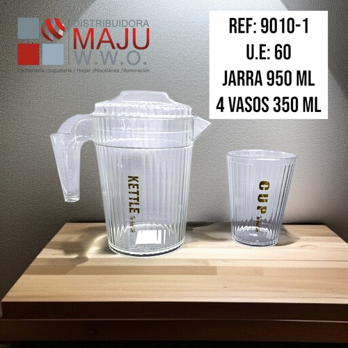 Jarra Con 4 Vasos Y Mensajes En Dorado 350,