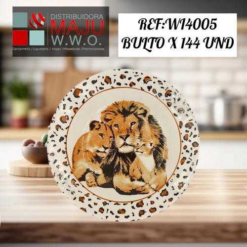 Plato Semihondo Ceramico (Familia Leones) D