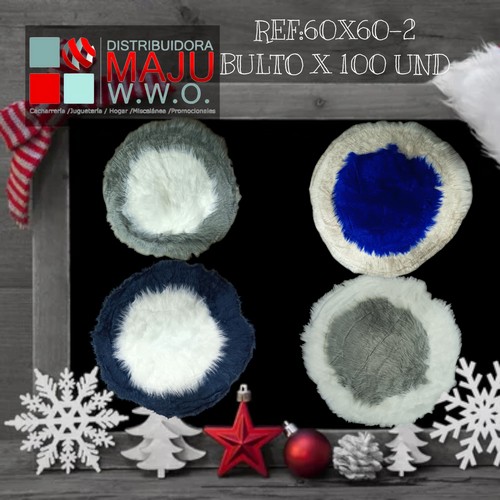 Tapete Peludo Redondo Bicolor De 60X60Cm