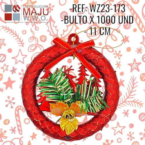 Wz23-173 Minicorona Con Reno Y Arboles Rojo 11X11C