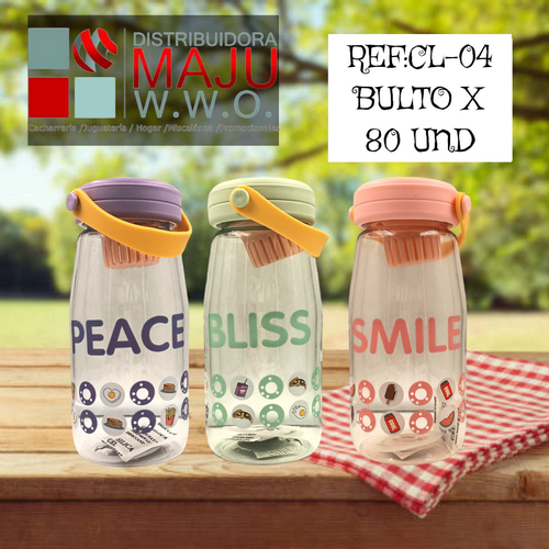 Botilo 600 Ml Smile Bliss Peace Color Pastel