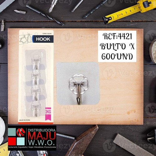 Ganchos Para Pared Con Adhesivo Transparente
