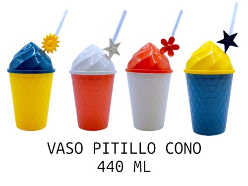 Vaso Pitillo Tapa Helado Colores Surtidos 4