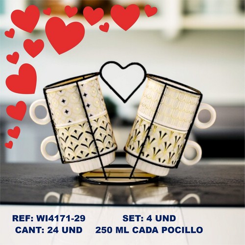 Wi4171-29 Set De Pocillo Corazon X 4 Und
