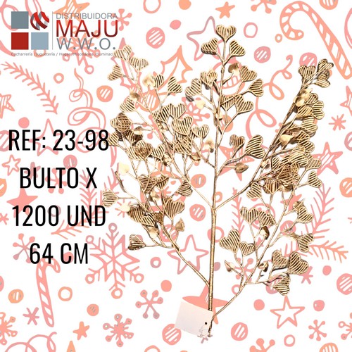 23-98 Hojas Corazon Doradas Decorativas 64X18Cm