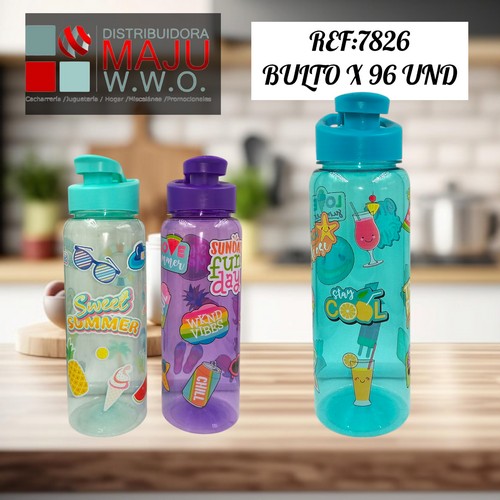 Botilo Colores Semi Transparente Con Estampad