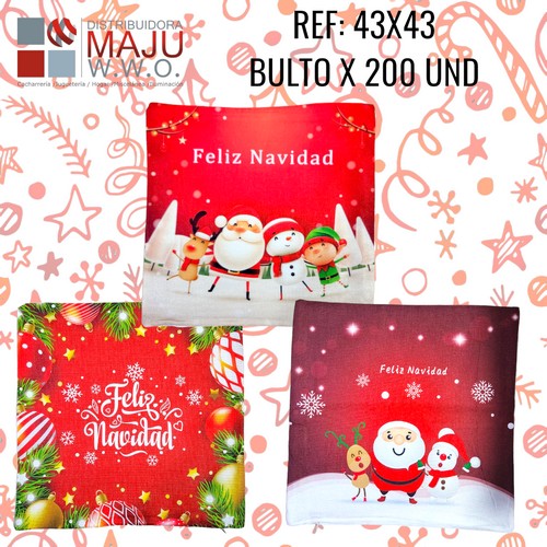 Forro Cojin Navideño Motivos Varios De 45X45