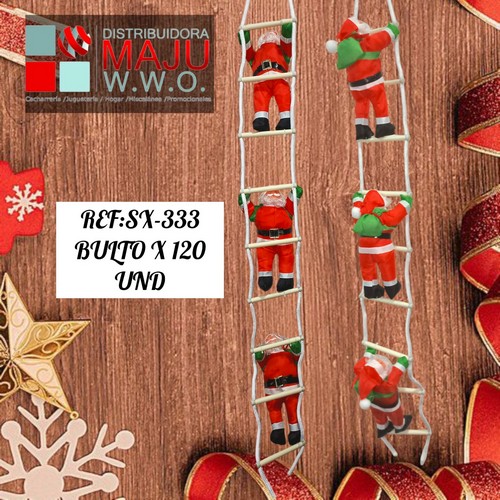 Papa Noel Doble En Escalera Colgante 24X26C
