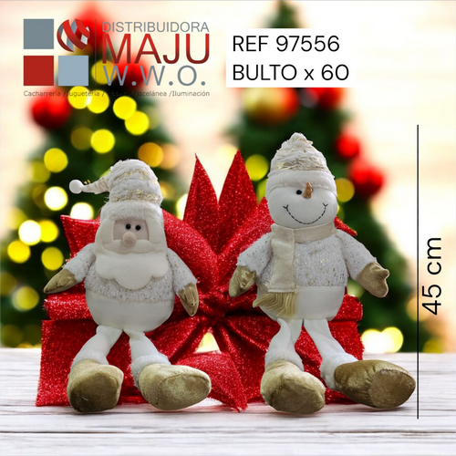 Muñeco Navideño Patas Colgantes Blanco Con L