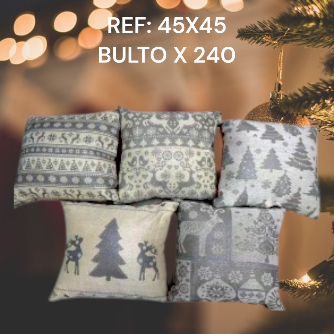 Cojín Navideño Decorativo Con Renos, Pájaros