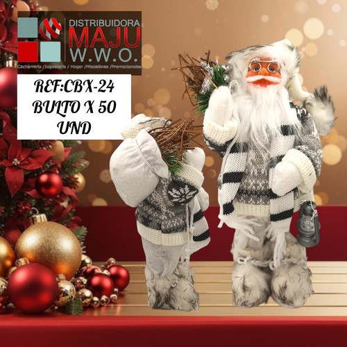 Papa Noel Blanco Y Negro De 30X18Cm