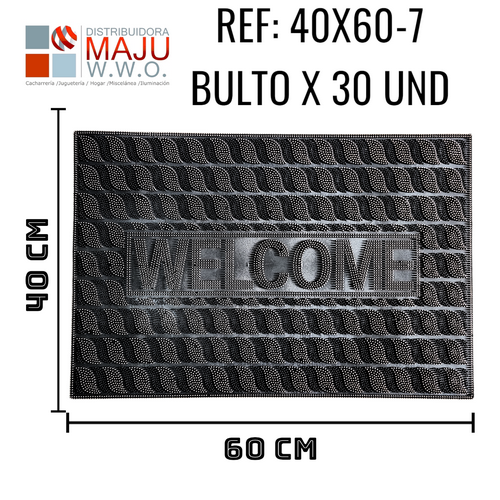 40X60-7 Tapete Caucho Bienvenidos Puntos Cafes De