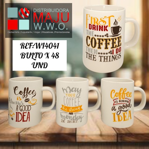 Pocillo Ceramico Mug Grande Coffee Mensajes
