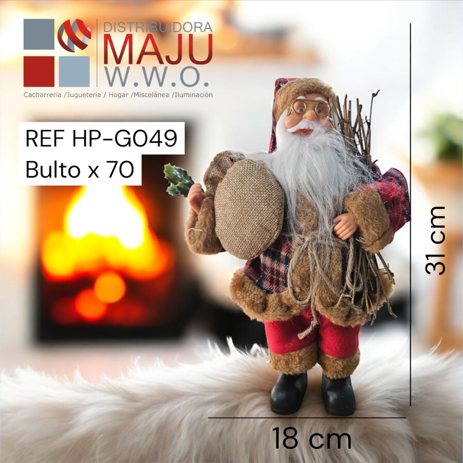 Muñeco De Navidad Santa Claus Con Ramas Y