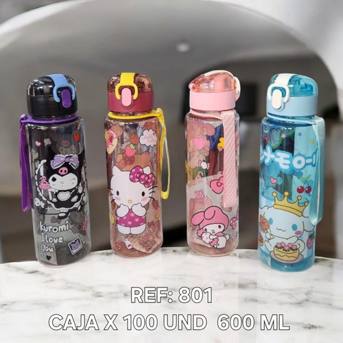 Botilo 800 Ml Redondo 4 Colores Personajes