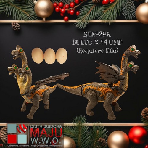 Dinosaurio 3 Cabezas Sonido Luz (Requiere Pil