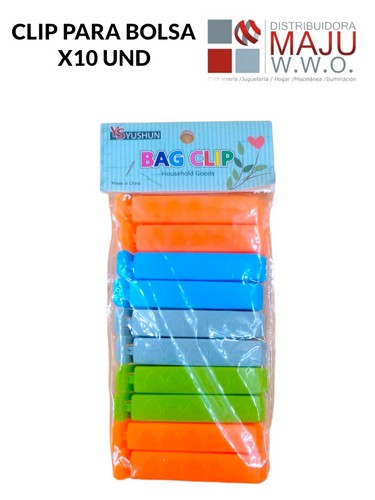 Clip Para Bolsas X 10 Colores Varios