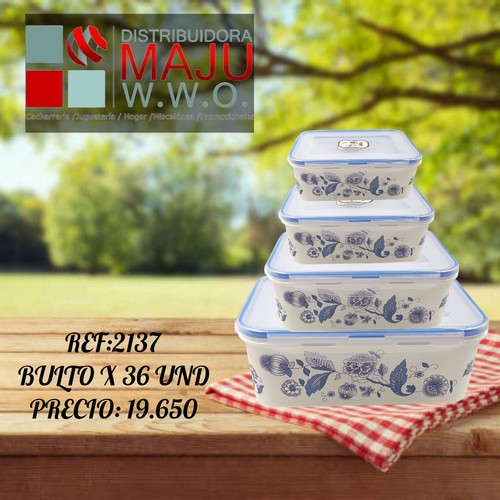 Recipiente De Comida X4 2200 1800 650 300 Ml