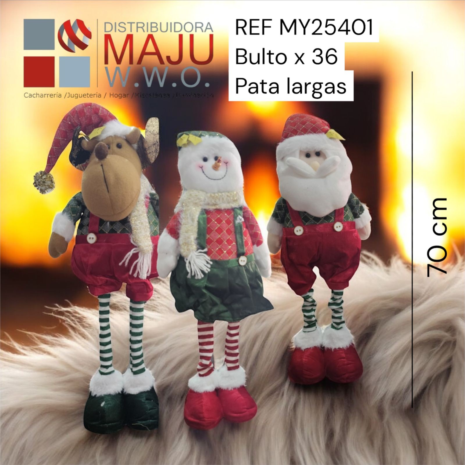 Muñeco De Navidad Papá Noel, Reno Y Muñeco