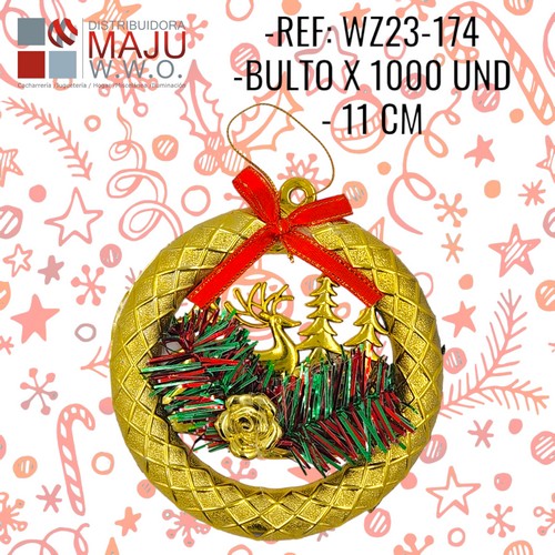 Wz23-174 Minicorona Con Reno Y Arboles Dorado 11X1
