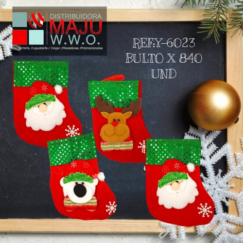 Botas Navideñaslentejuelas Verdes X12Pcs De