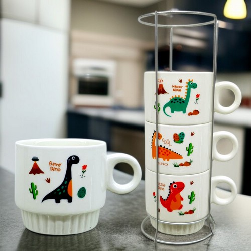 Juego De Pocillos 250 Ml Diseño Dinosaur