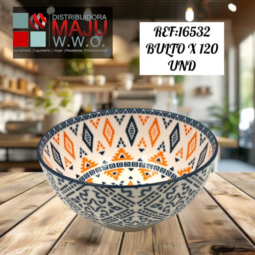 Tazon Ceramico Con Rombos De Colores De 300