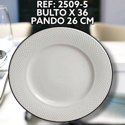 Plato De Ceramica Pando Blanco En Relieve P