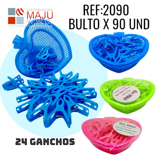Ganchos De Ropa X24Pcs Con Recipiente De Cora