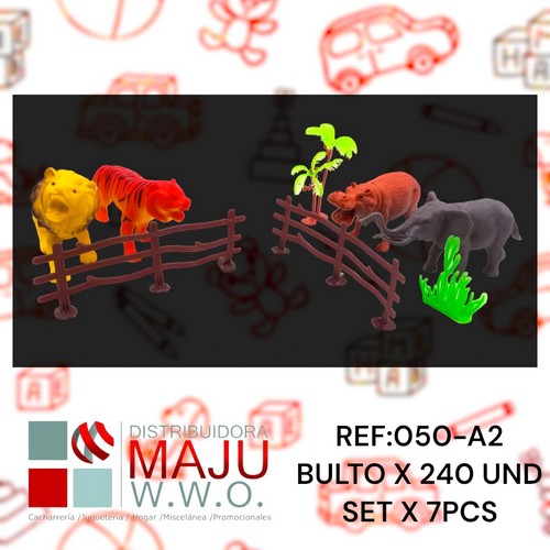 Animales Salvajes Con Palma X7Pcs Tigre,Le