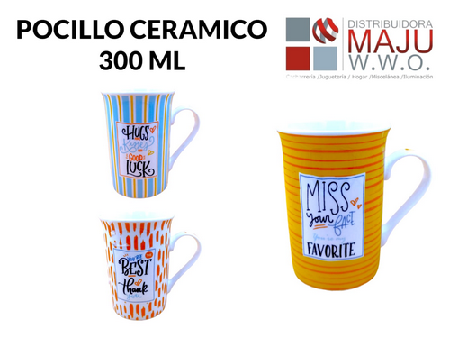 Pocillo Ceramico De 300Ml Y 194G Con Mensajes