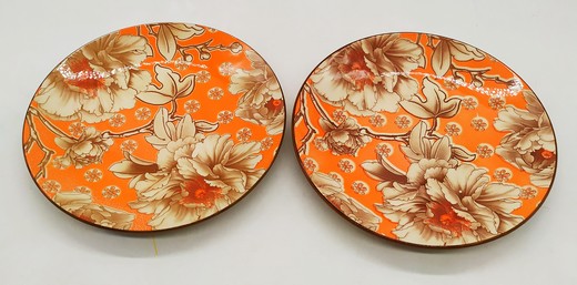 Plato Ceramica Decorado Flores Japonesas 20