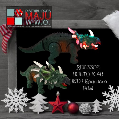 Dinosaurio Triceratop Luz Sonido(Requier Pila