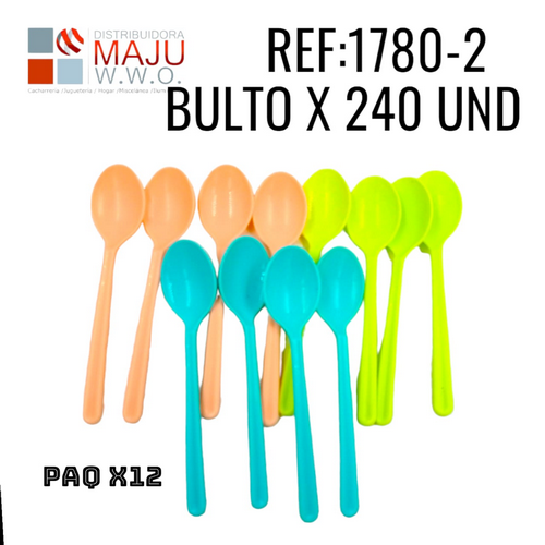 Cucharas Plasticas Colores Pastel Bolsa X1