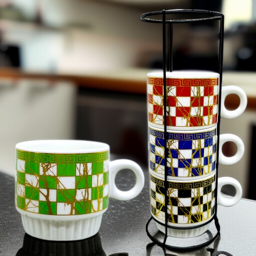 Juego De Pocillos 250 Ml Diseño Ajedrez