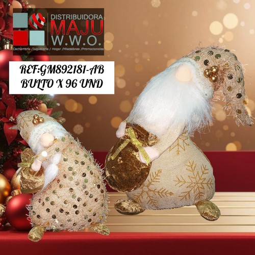 Papa Noel Media Luna Dorado De 30X17Cm