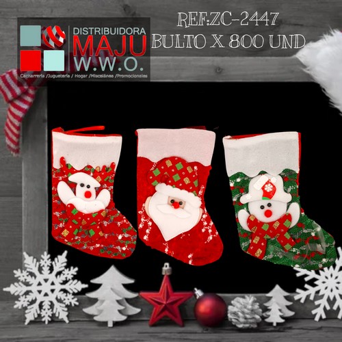 Botas Navideñas Con Personajes En Bolsa X1
