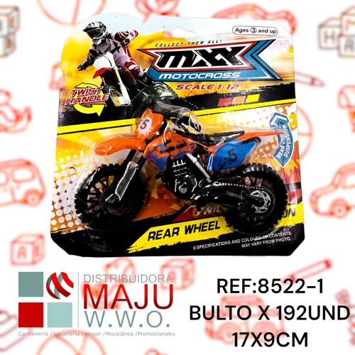 8522-1 Moto Tipo Cross De Colores Sellada En Blist