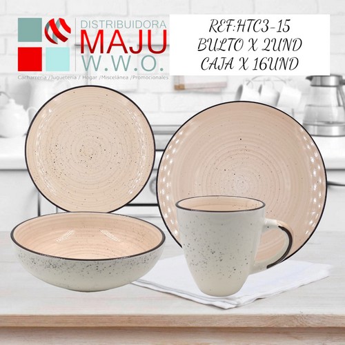 Vajilla De 16 Pcs 4 Puestos Color (Blanco
